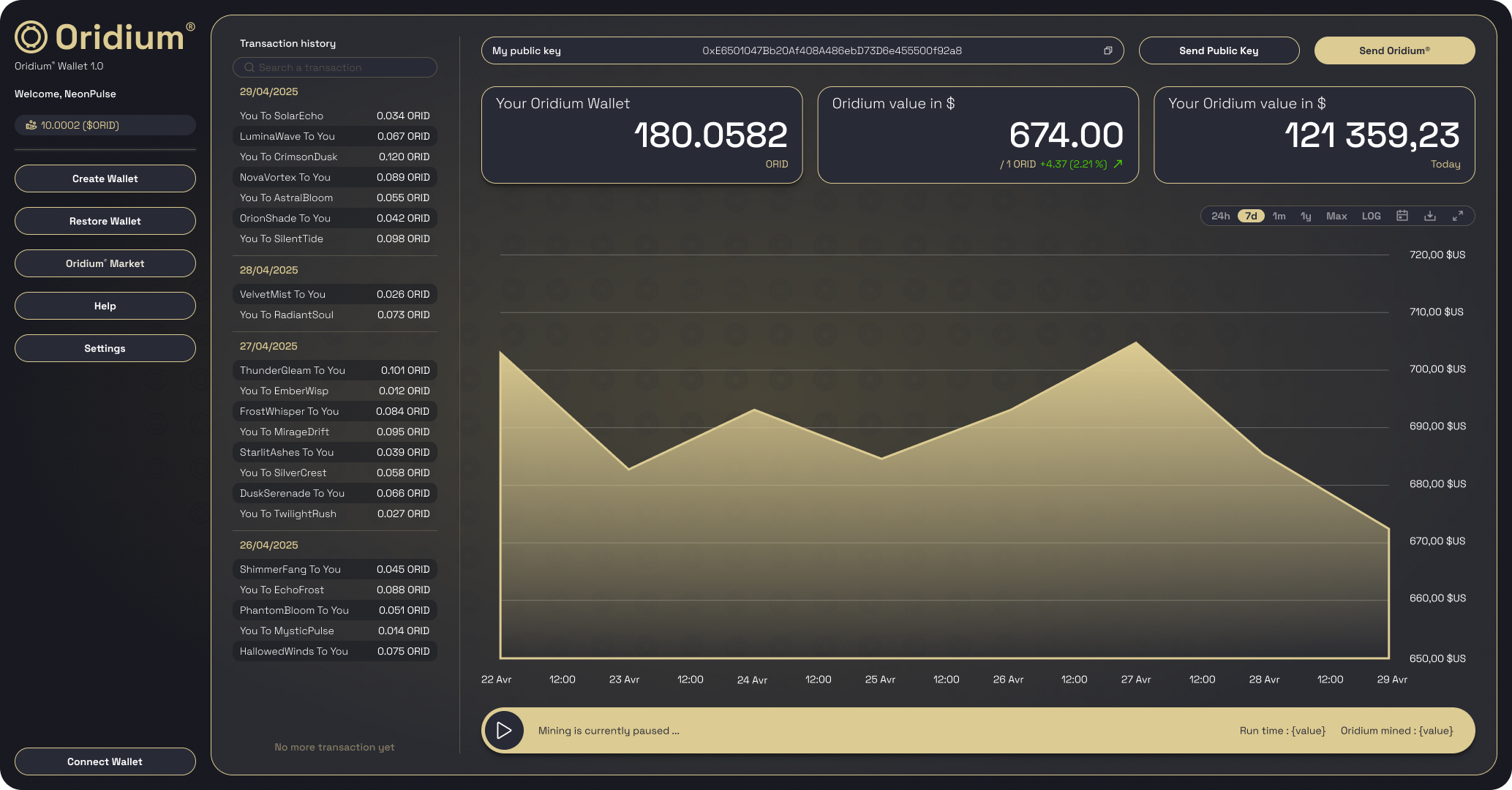 Oridium Vault UI